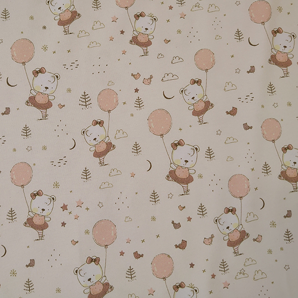 Bamse med ballon i beige