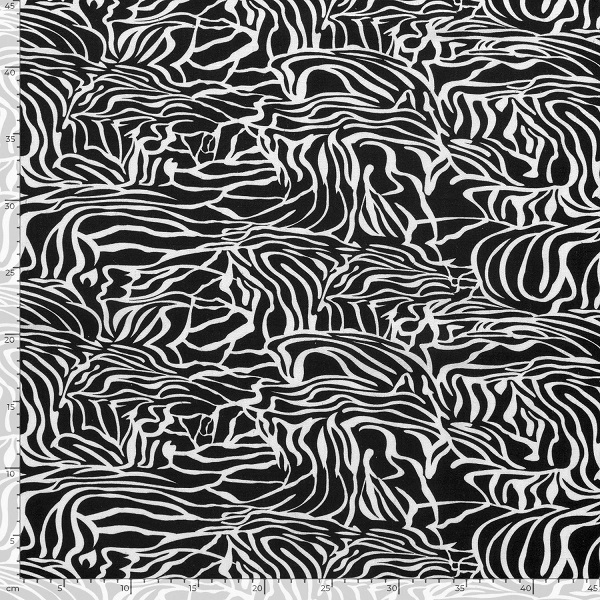 Viscose/hør med zebra mønster i sort/hvid