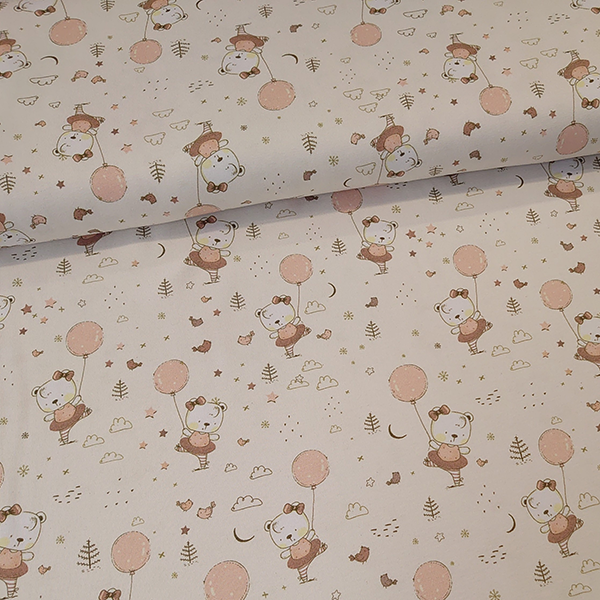 Bamse med ballon i beige