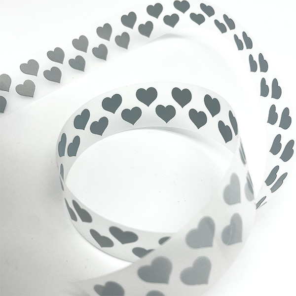 Refleks bånd med hjerter, Iron-on, 25 mm