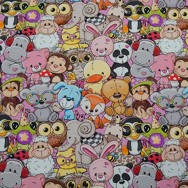 French Terry med bamsedyr