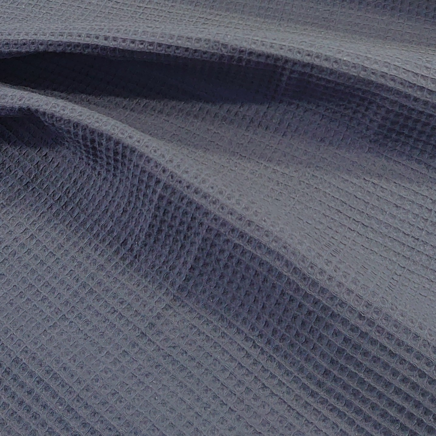 Vaffelvævet bomuld i støvet blå