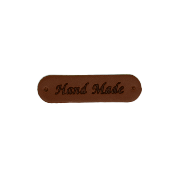 Hand Made label, brun, kunstlæder, 11x45 mm - Balsløw
