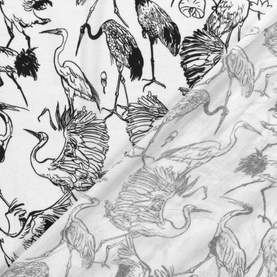 Viscose/hør med fugle