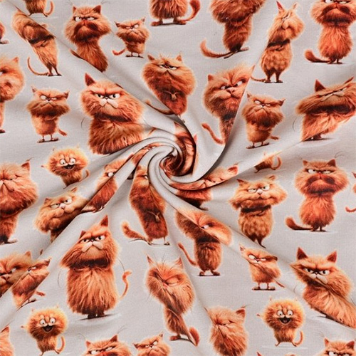 French Terry med katte (digitalprint)