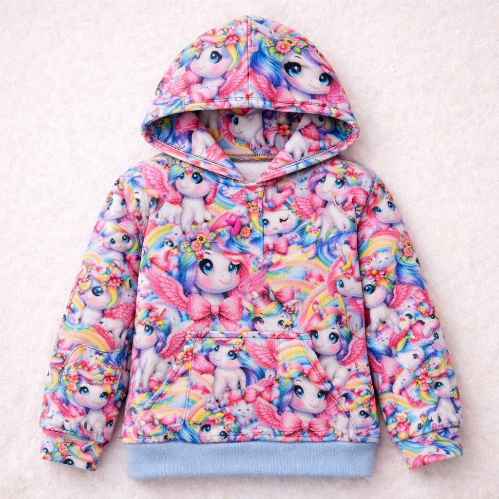 French Terry med enhjørninger (digitalprint)