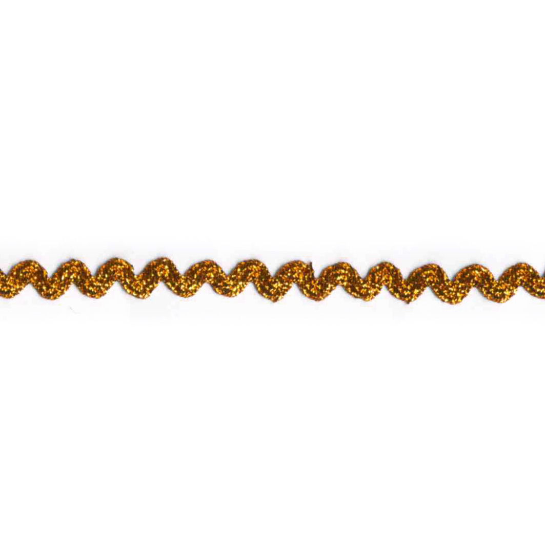 Zig Zag lurex bånd, orange, 7mm - Balsløw