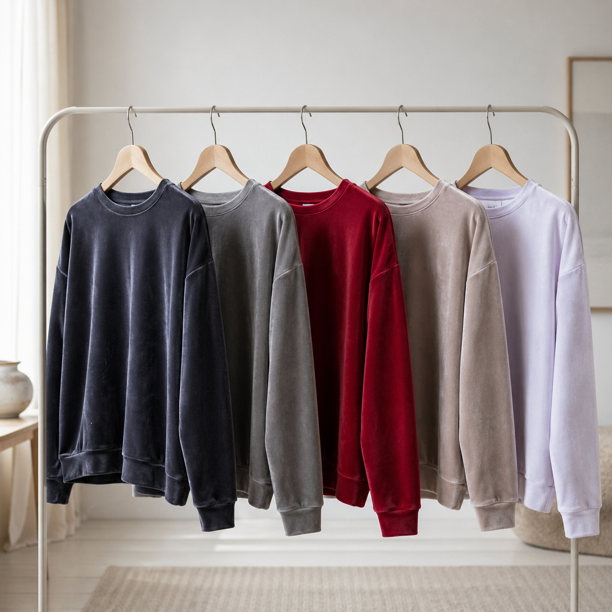 Velour, ensfarvet 1500 mm, lyserød