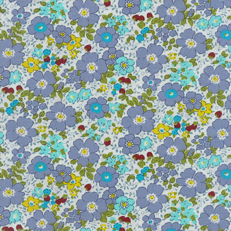 Poplin Blomster metervare 1120 mm, blå