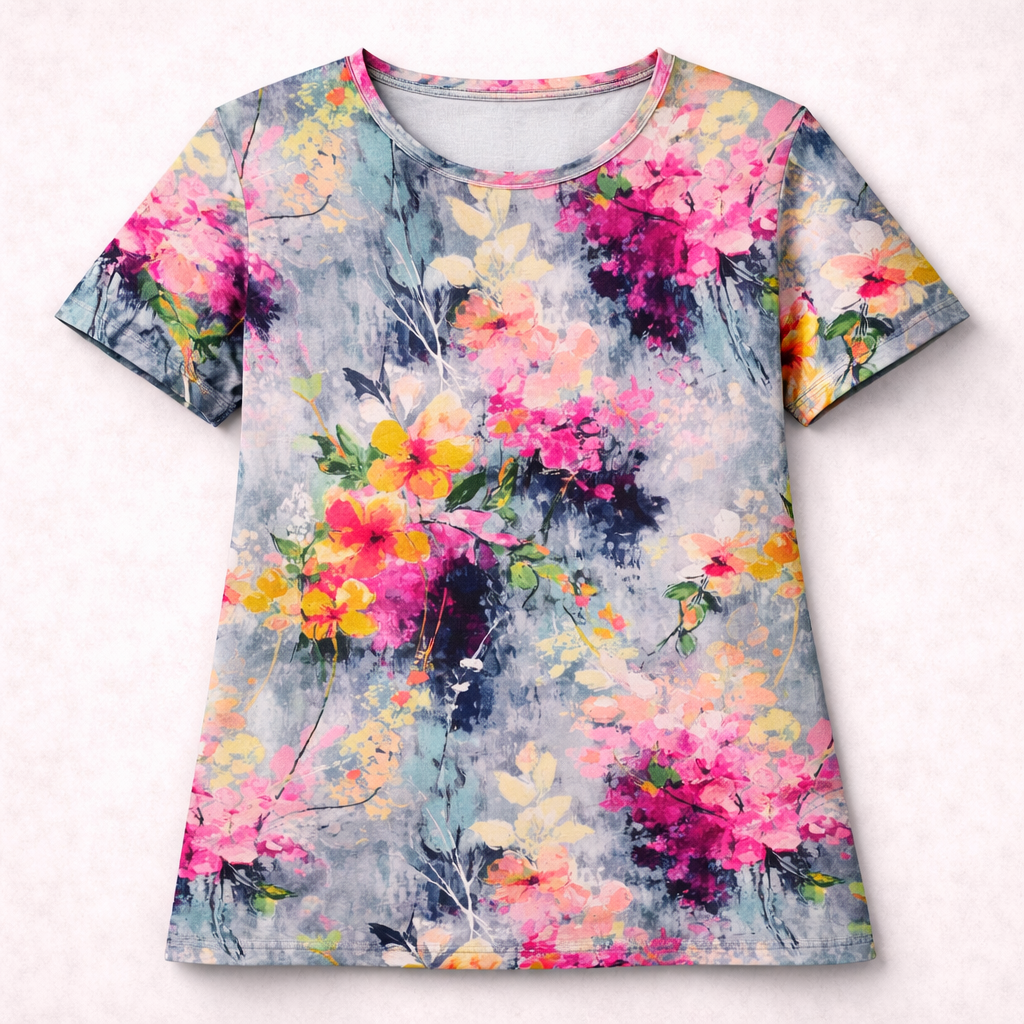 Bambus jersey med blomster