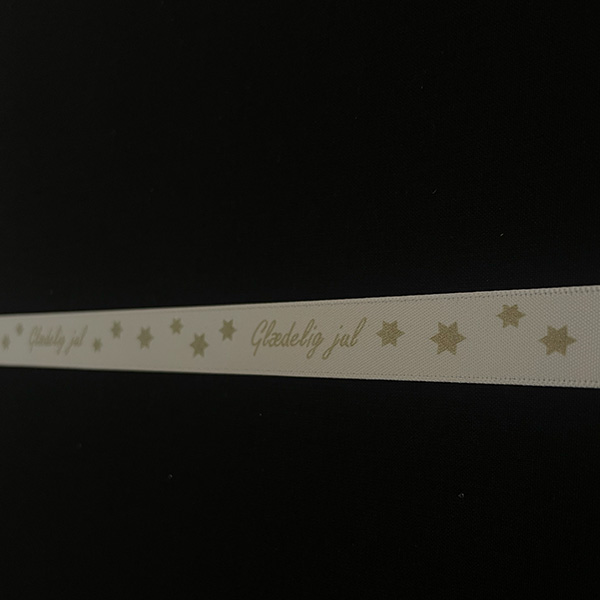 Satin bånd med eget design, etfarvet (folietryk), 5 meter, 15mm