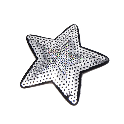 Strygemærke stjerne, glitter, 90x90 mm