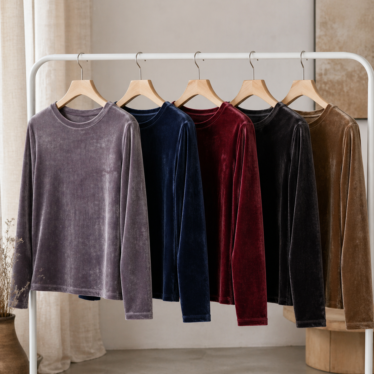 Velour, ensfarvet 1500 mm, mørkerød