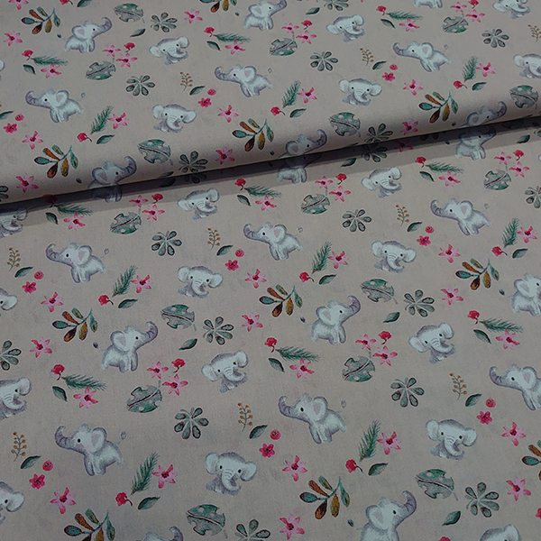Poplin med elefanter