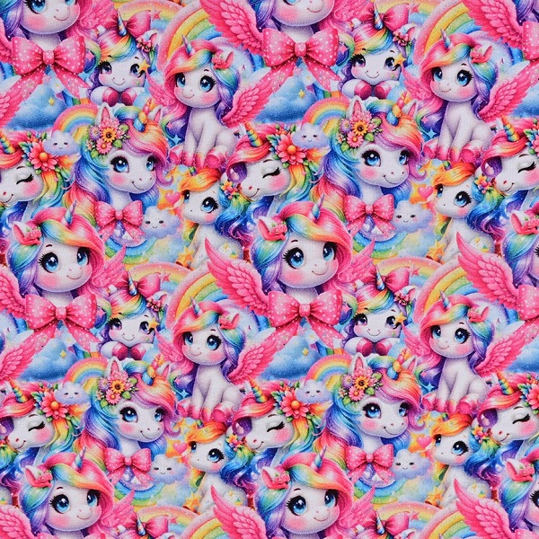 French Terry med enhjørninger (digitalprint)