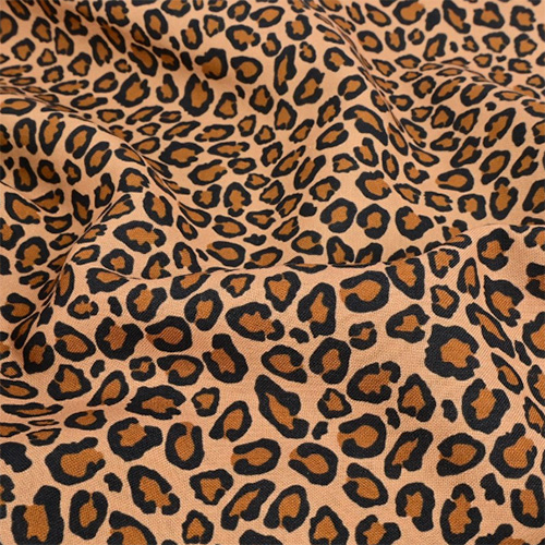 Viscose Poplin med leopardprint, brun