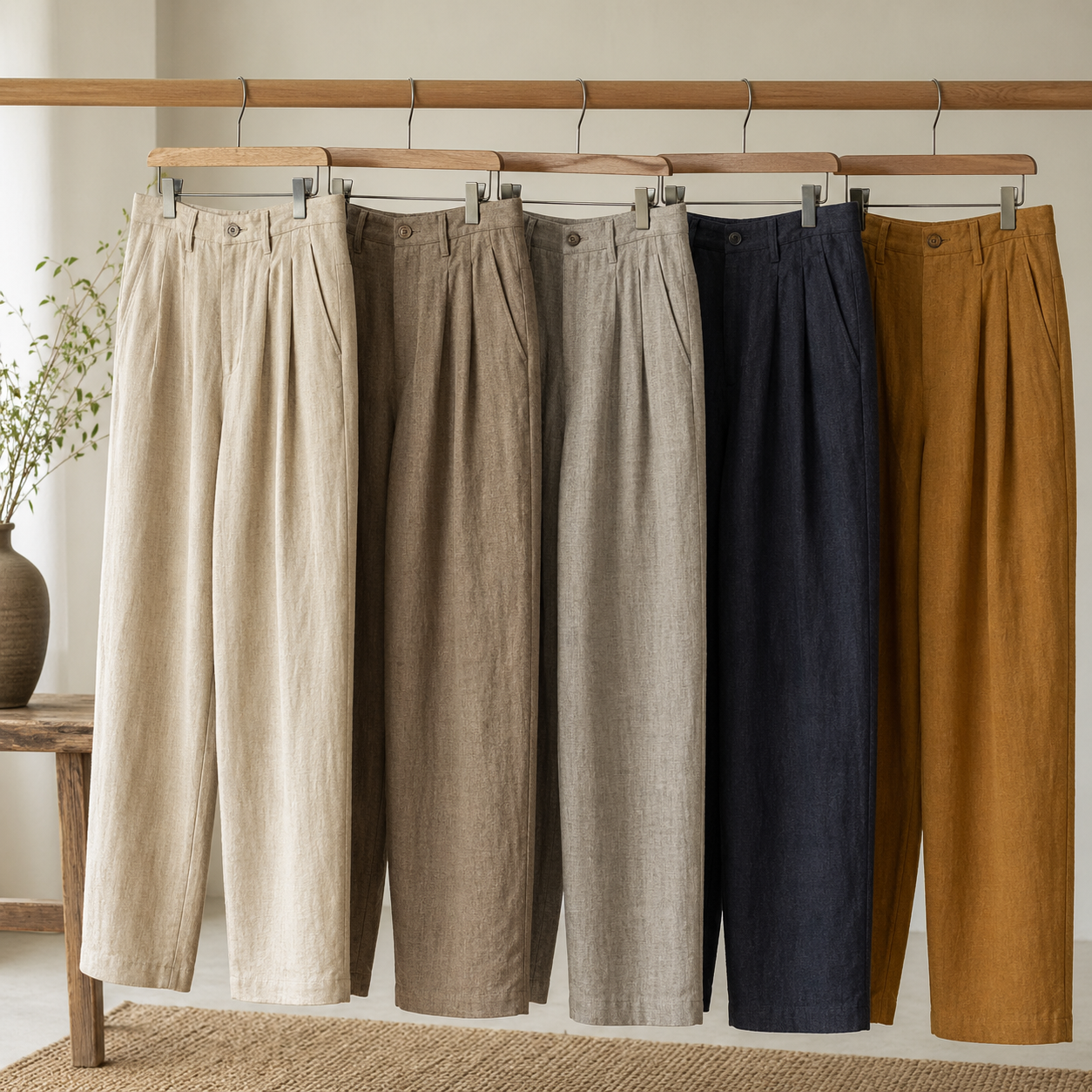 Hør metervare, ensfarvet, beige