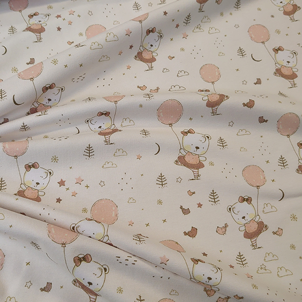 Bamse med ballon i beige
