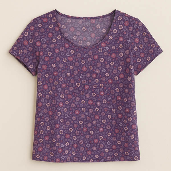 Poplin m/Blomster, 1450 mm, dubl., blå