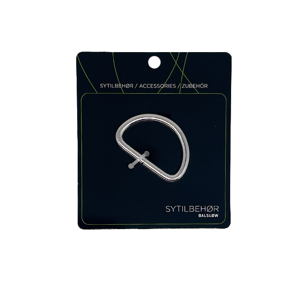 Spænde, D-ring, 38 mm, sølv 