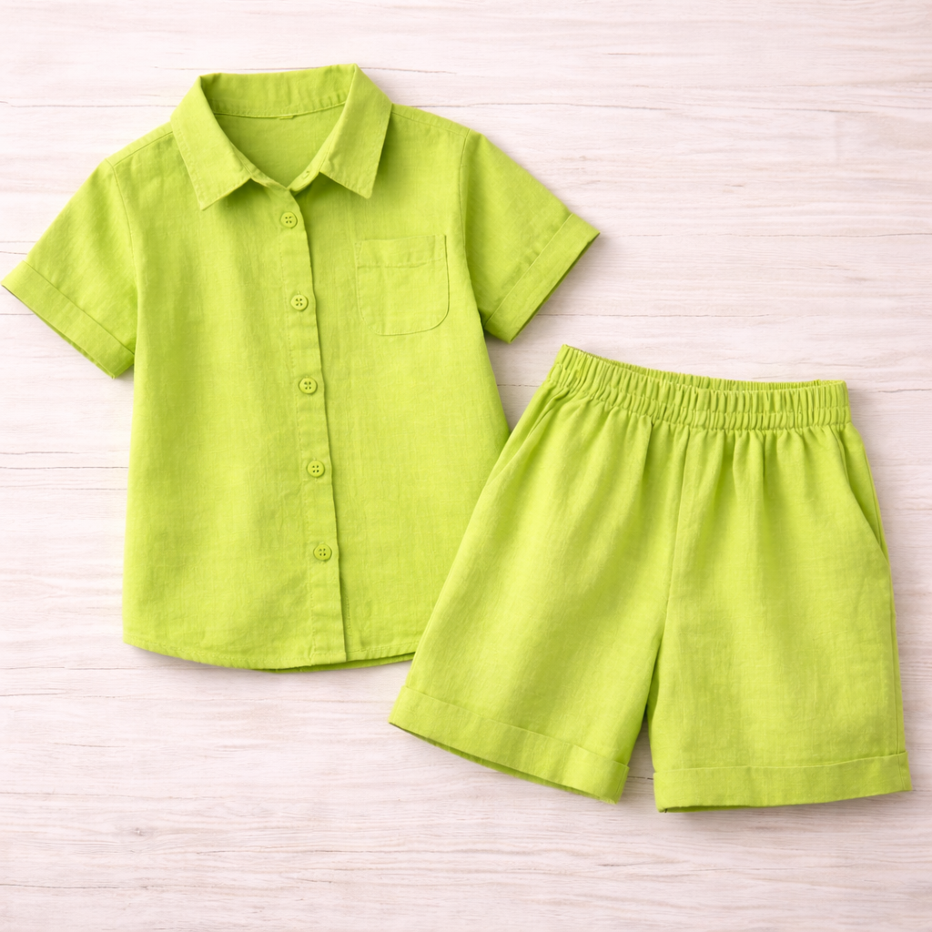 Ensfarvet bomuld metervare, grøn