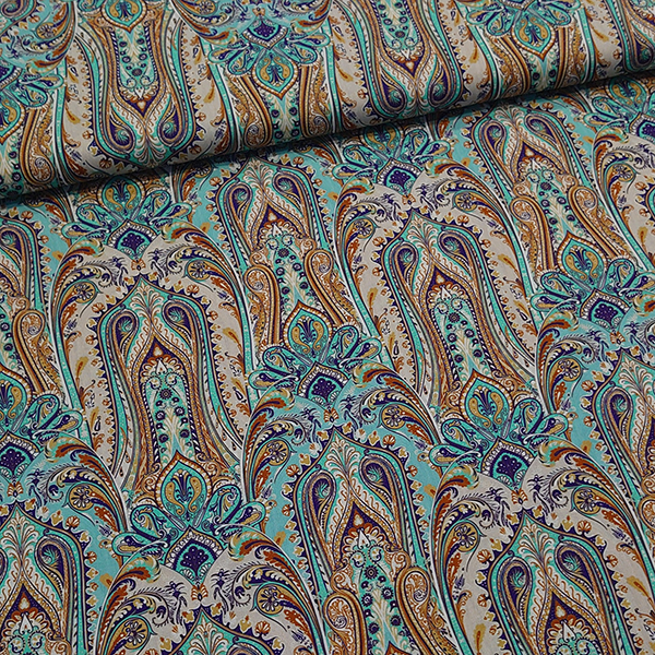 Vævet viscose med paisley mønster