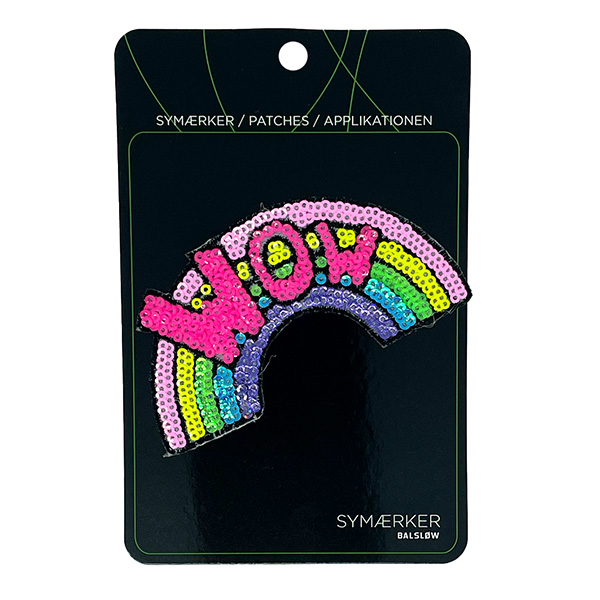 Symærke m/Wow regnbue pailletter, 70x95 mm