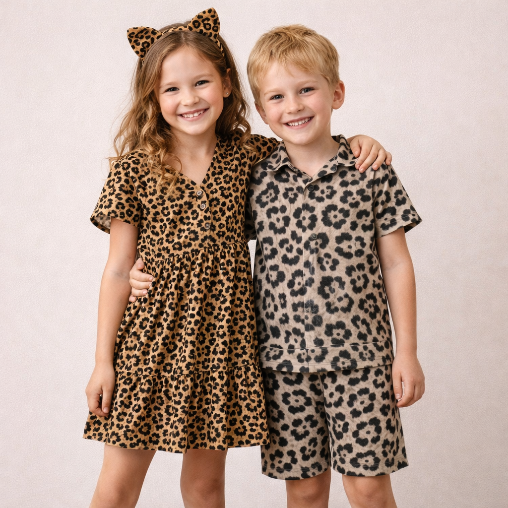 Viscose Poplin med leopardprint, brun