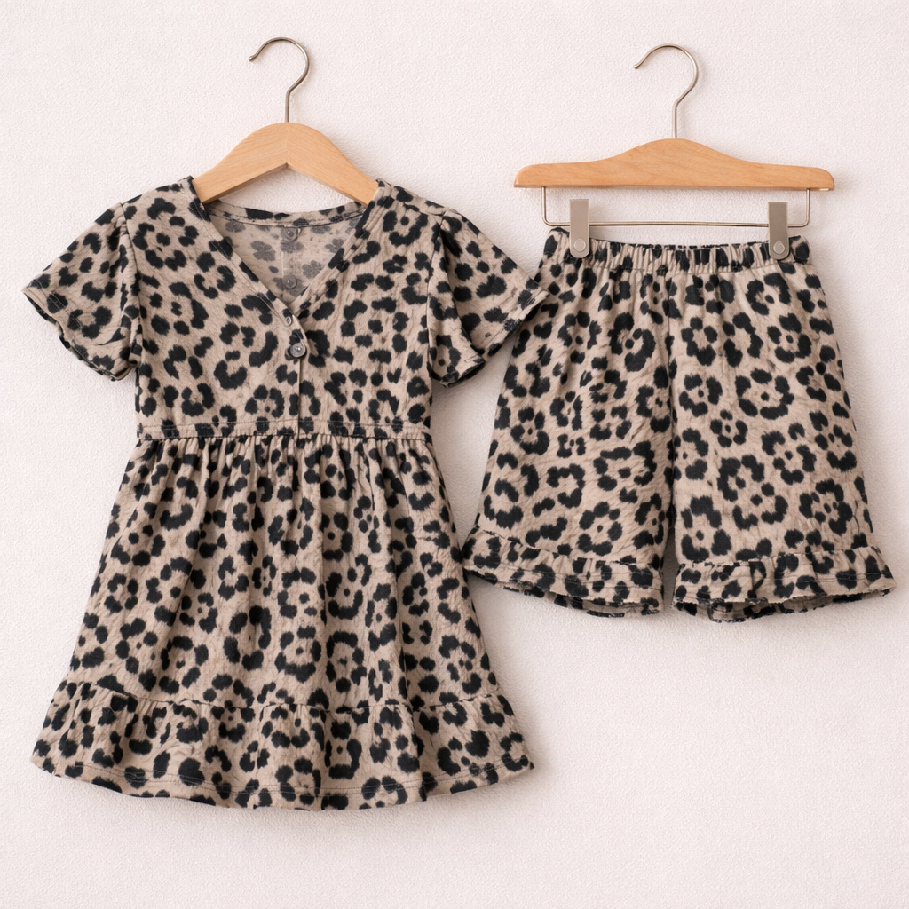 Viscose Poplin med leopardprint, grå