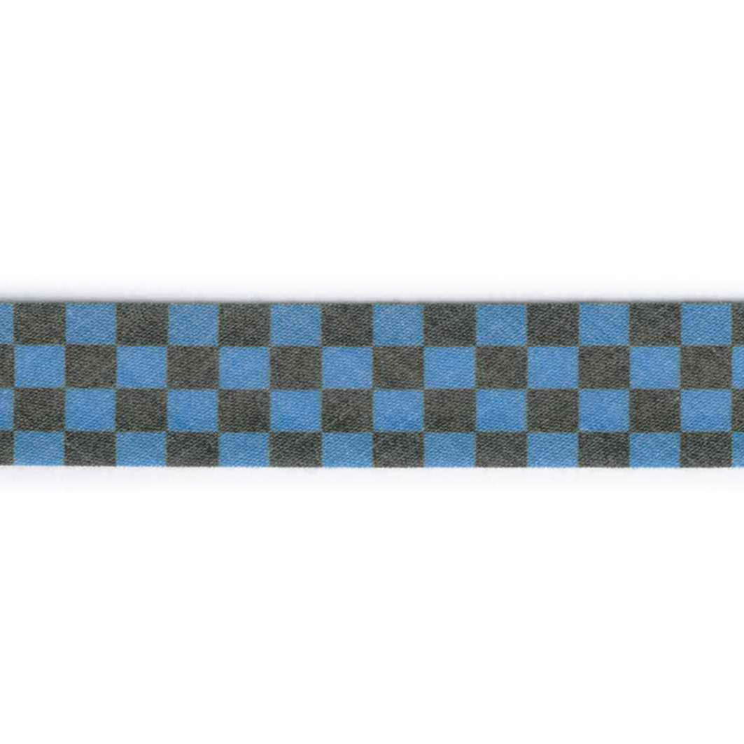 Skråbånd med ternet print, blå/sort - Balsløw
