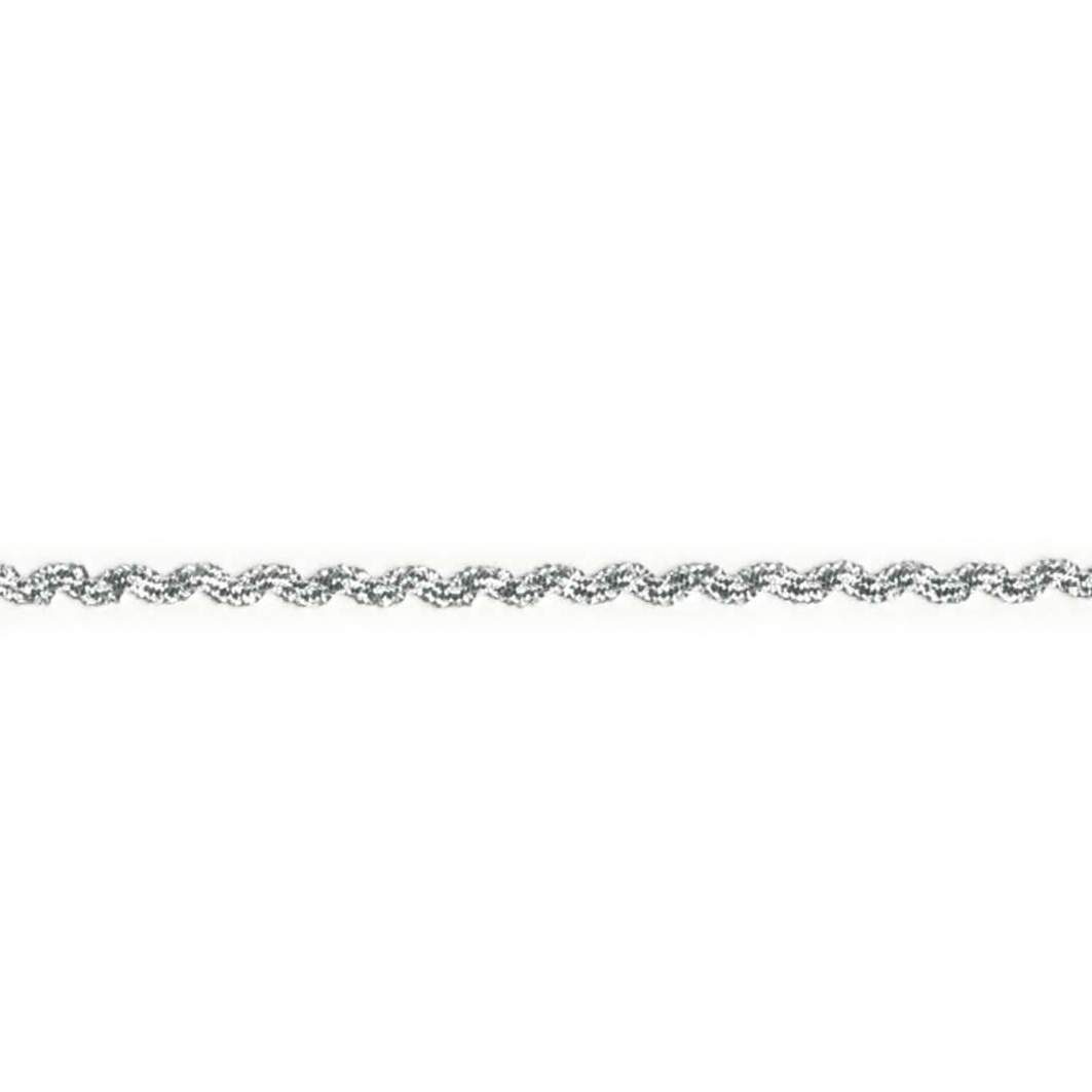 Zig Zag lurex bånd, sølv, 3mm - Balsløw