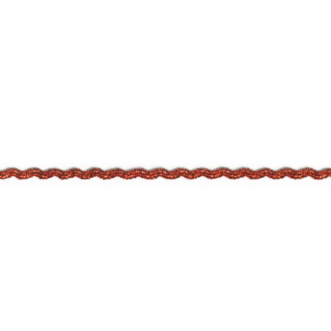 Zig Zag lurex bånd, rød, 3mm - Balsløw