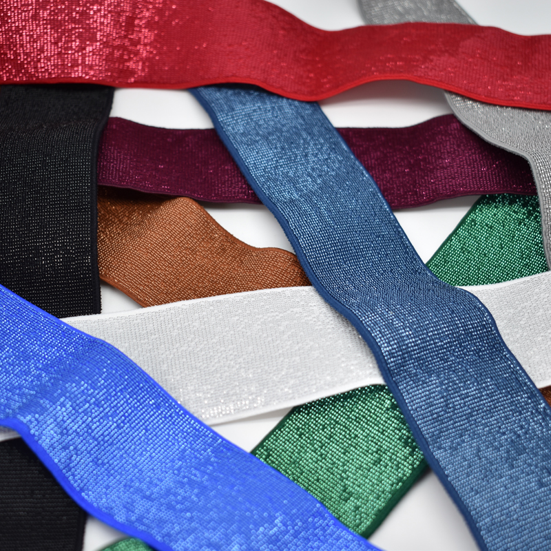 Elastiske bånd m/Lurex 40 mm., hvid