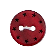 Knapper, rød, stjerner, 12 mm (00115) - Balsløw