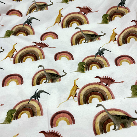 Bomuldsjersey med regnbue og dinosaur
