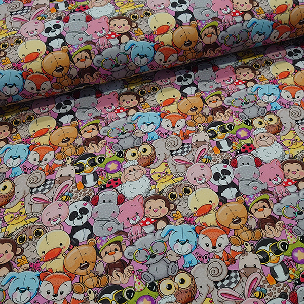 French Terry med bamsedyr