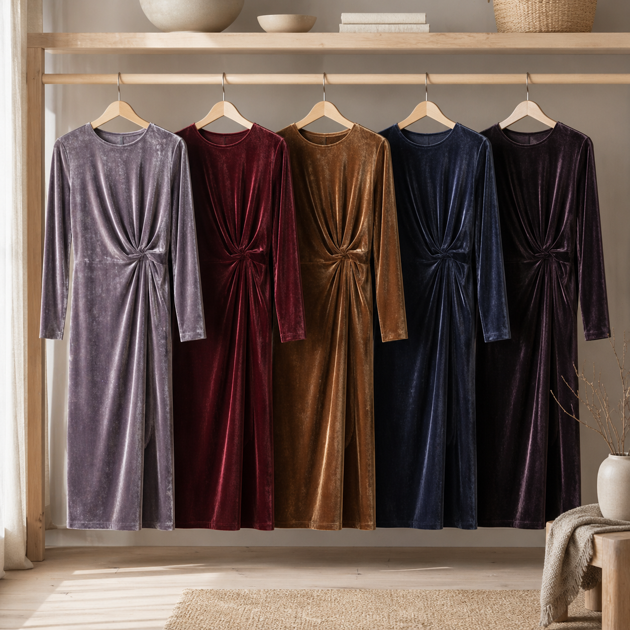 Velour, ensfarvet 1500 mm, mørkerød