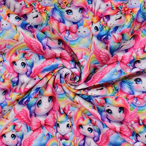 French Terry med enhjørninger (digitalprint)