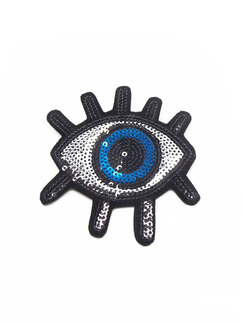 Strygemærke øje, glitter, 100x98 mm