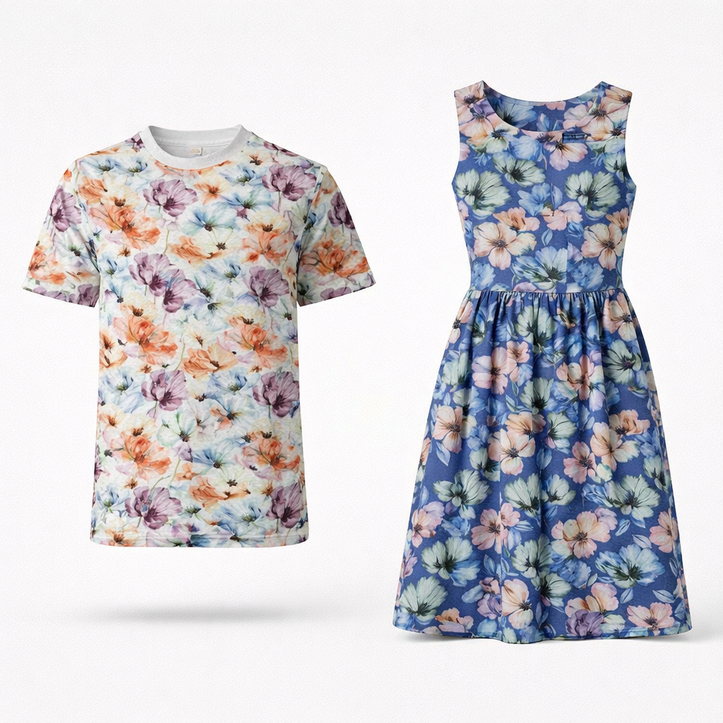 Bambus jersey med blomster, lys baggrund