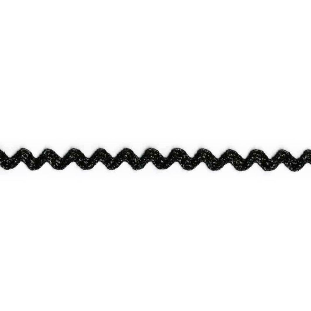 Zig Zag lurex bånd, sort - Balsløw