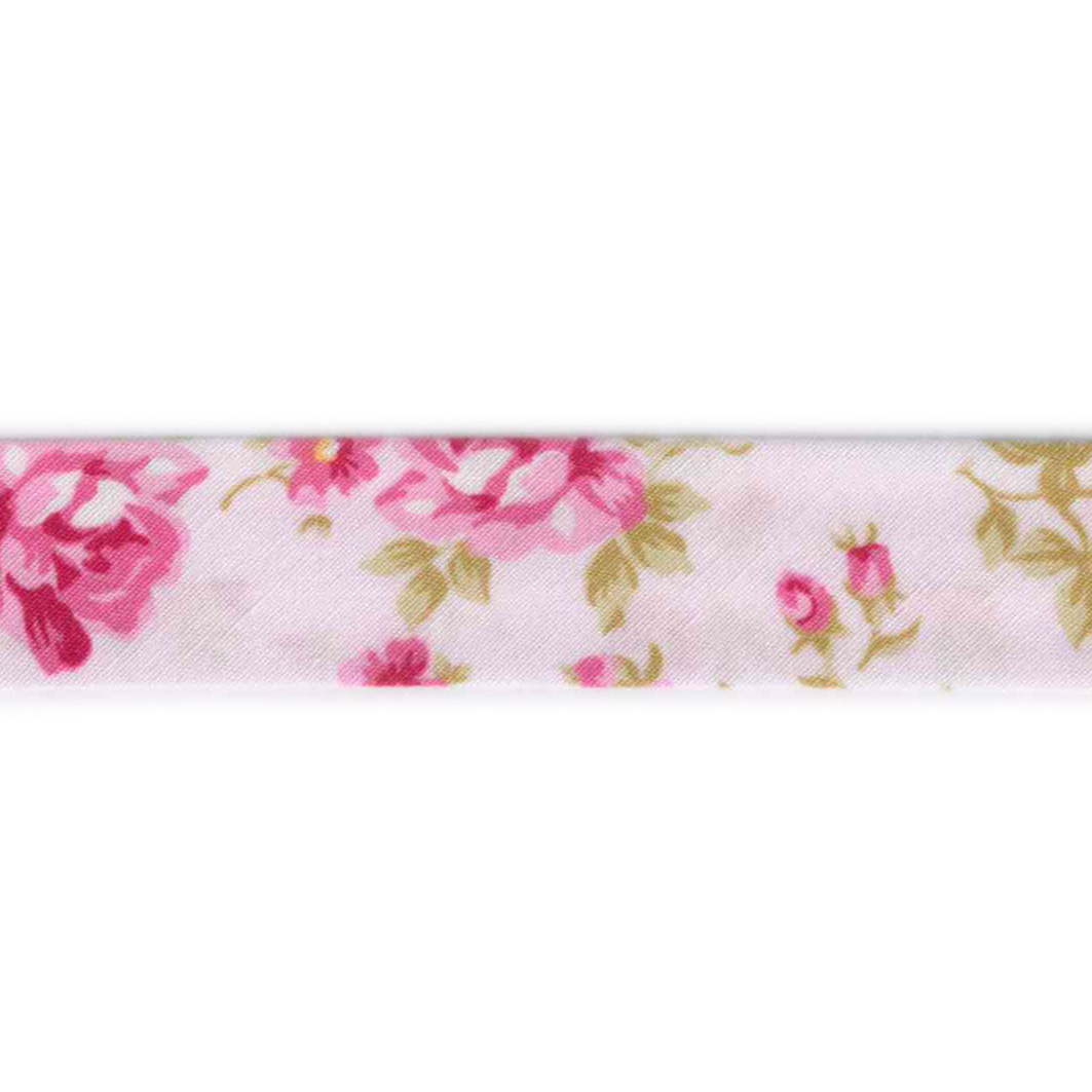 Poplin blomster, skråbånd 