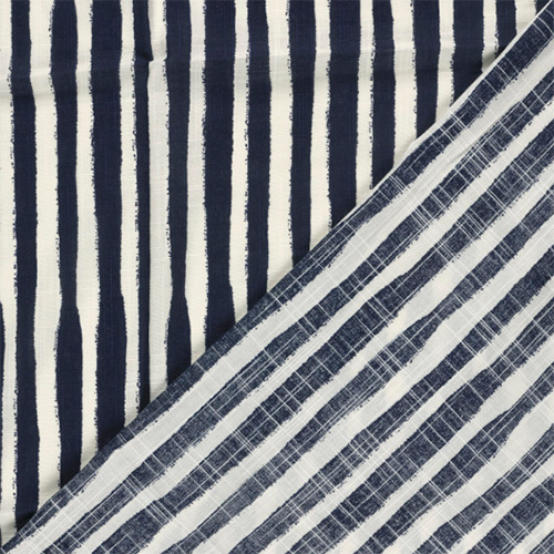 Bomuld/viscose med navy striber