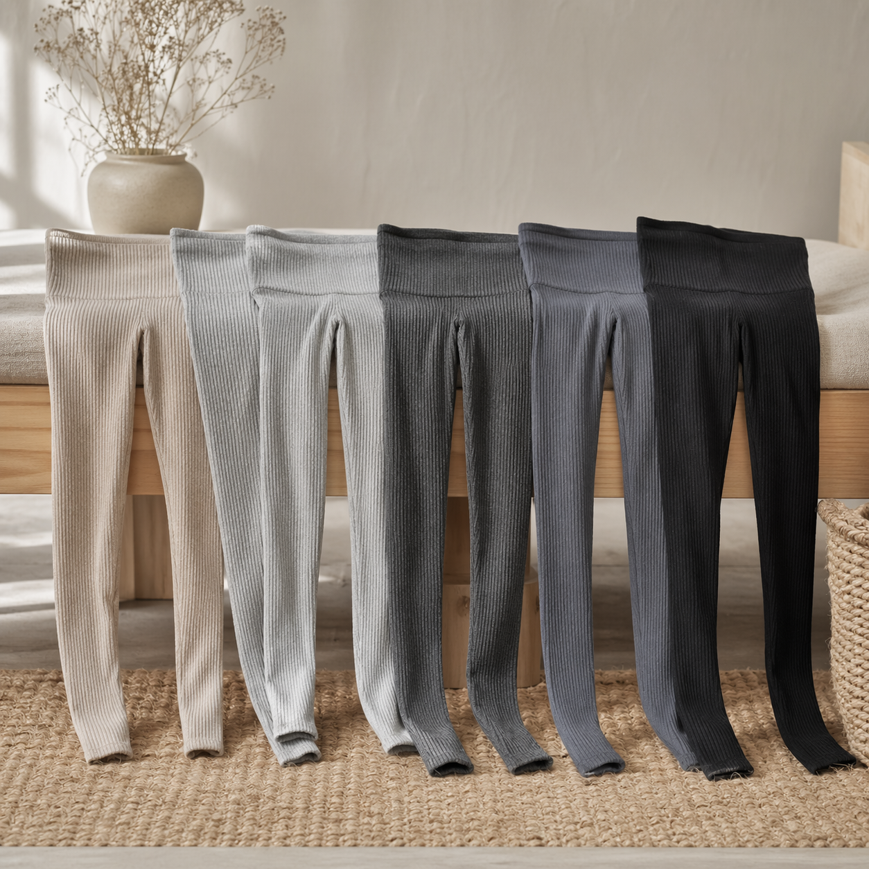 Rib ensfarvet, metervare, beige