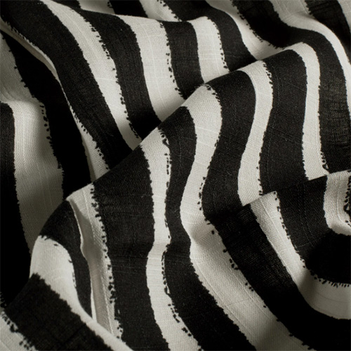Bomuld/viscose med sorte striber