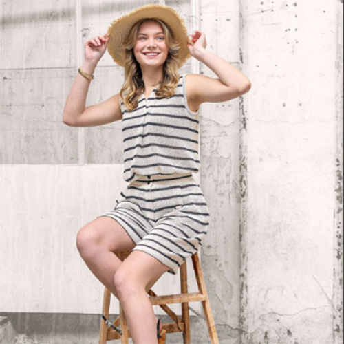 Strik metervare med striber, navy 