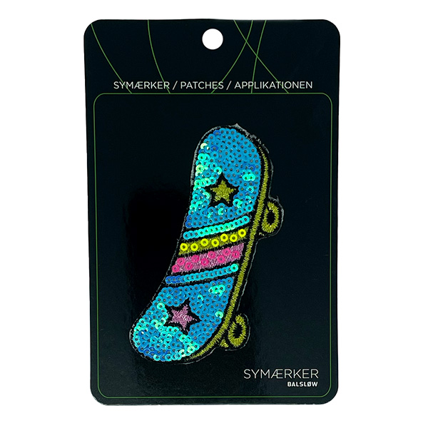 Symærke m/Skateboard pailletter, 90x65 mm