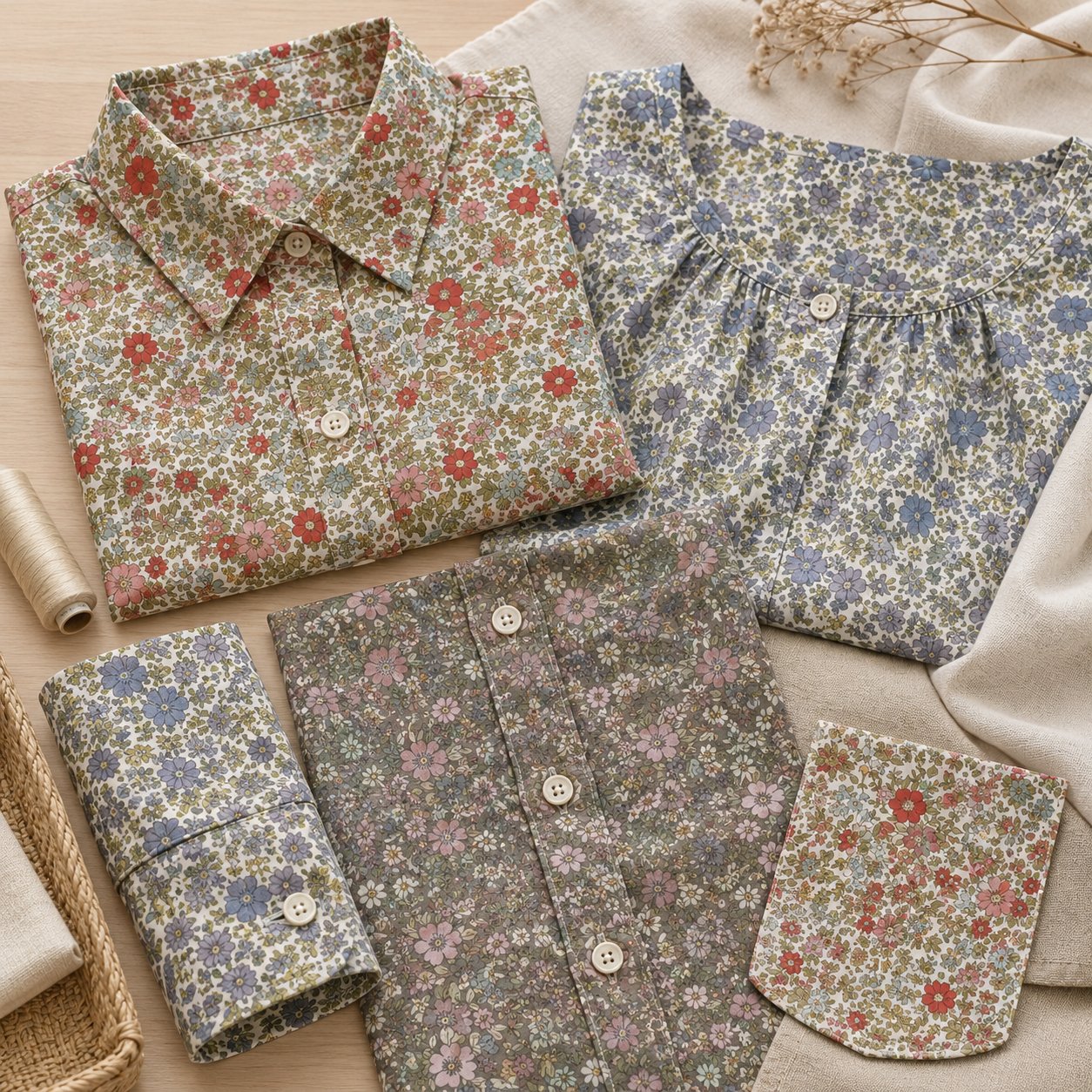 Poplin blomster metervare 1120 mm, rød