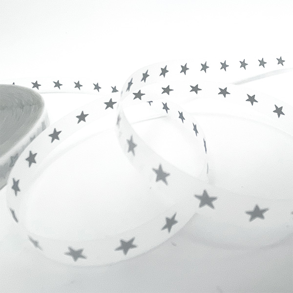 Refleks bånd med stjerner, Iron-on, 8 mm