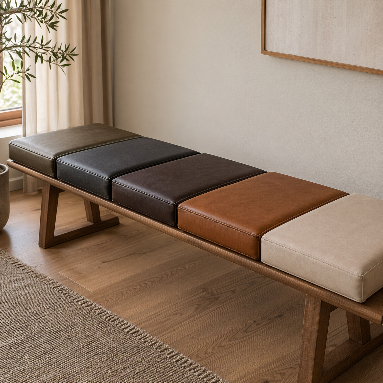 Møbelstof, imit. læder, brun